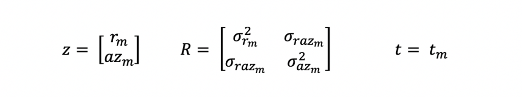 local polar input measurement matrix equations i.e. range and azimuth
