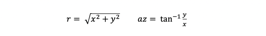 range and azimuth equations with respect to local cartesian frame